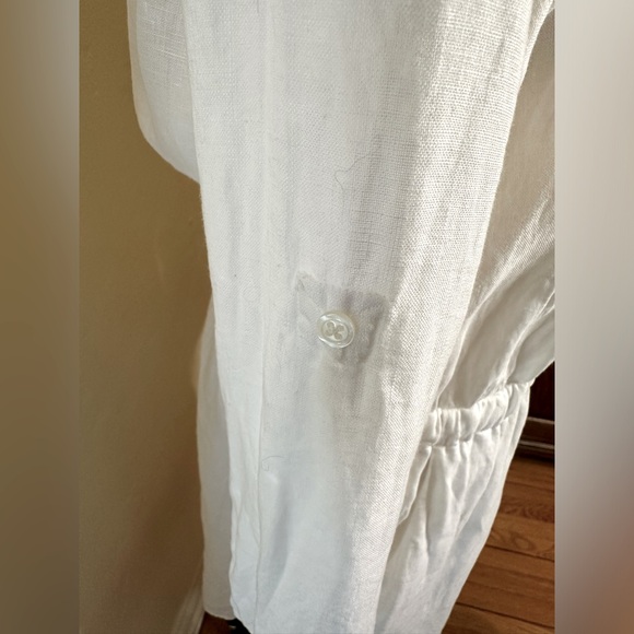 White linen drawstring waist dress by 0039 Italy also Swimsuit coverup Size S - Picture 3 of 6